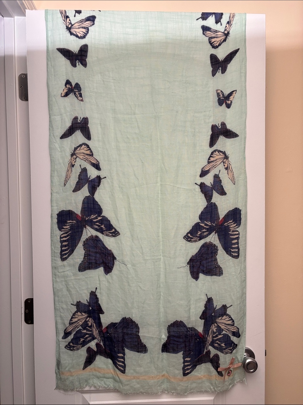 Light Mint Butterfly Print Maxi Scarf